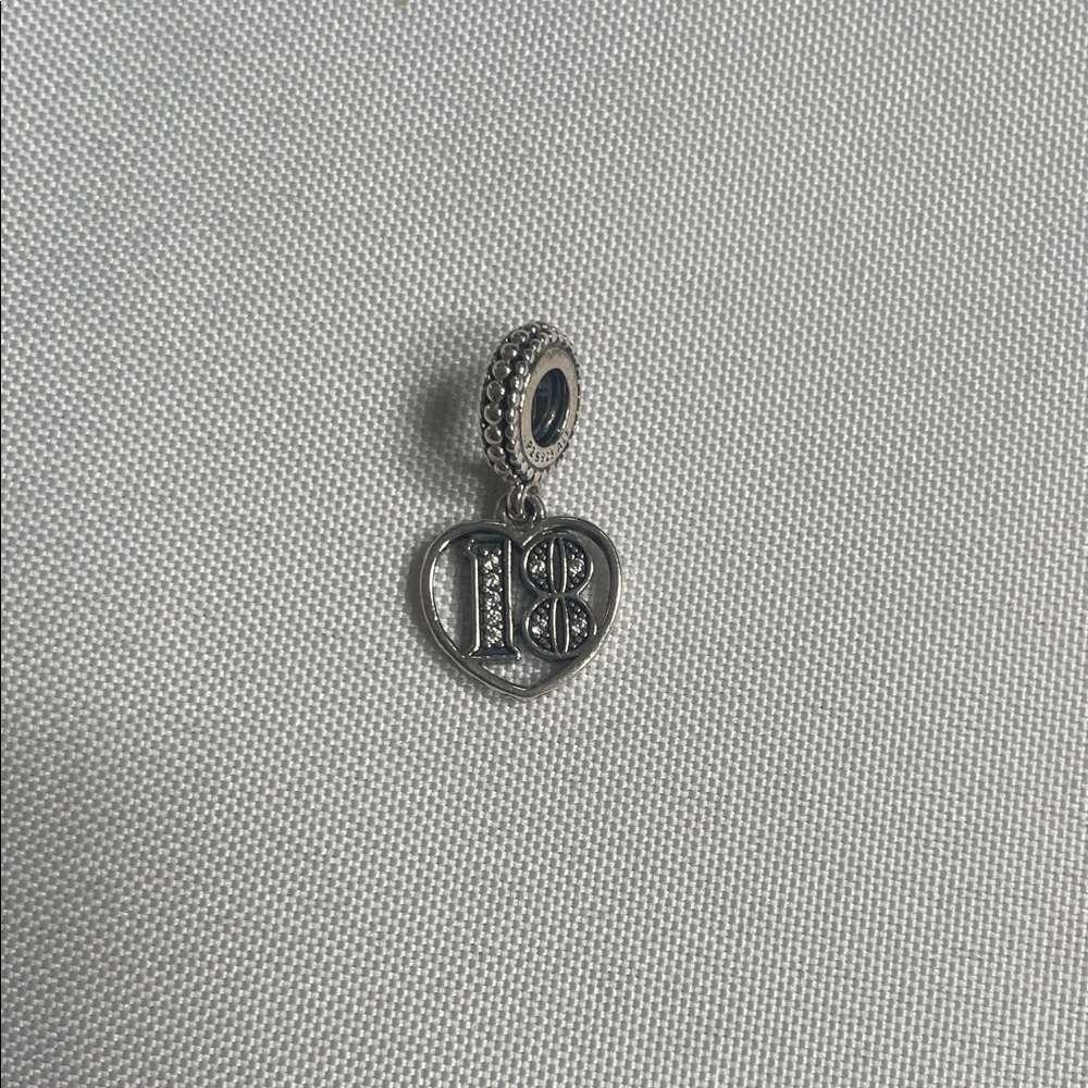 Pandora Silver Heart Charm with Black Accents
